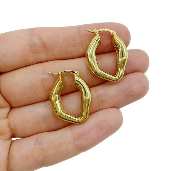 Серьги Волны, 27x21 мм, золотистые