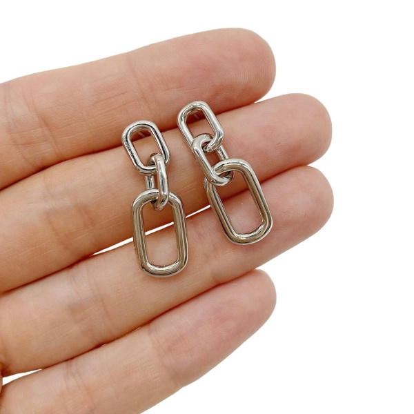 Серьги Звенья Цепи, 30x10 мм, серебристые, 14.49