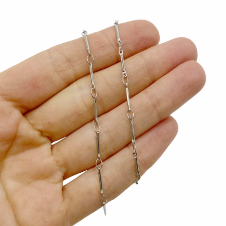Цепочка палочки, 13х2 мм, серебристая, 1 м