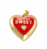 Подвеска Медальон сердце Sweet, красный, золотистый, 18 мм 0.1.В.55