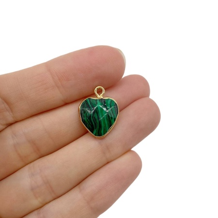 Подвеска Сердце, малахит, 14х17 мм, 9.36
