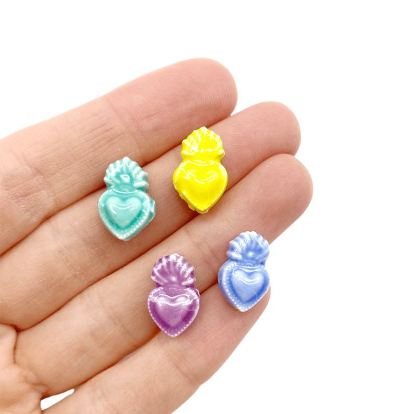 Бусина Тропическое Сердце, фарфор, мятный, 17х10 мм, 20.18