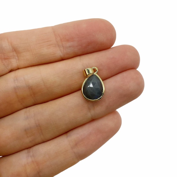 Подвеска Капля с лабрадоритом, 14x9 мм, 27.14