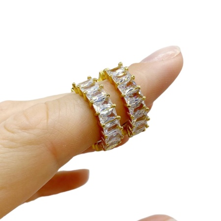 Серьги Конго дорожка фианитов, золотистые, 13.67