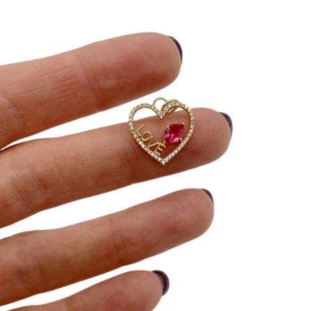 Подвеска Сердце "LOVE", золотистая, 16х15 мм, 1.31
