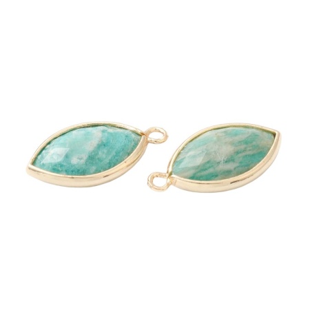 Подвеска Лепесток Амазонит, 22х11 мм