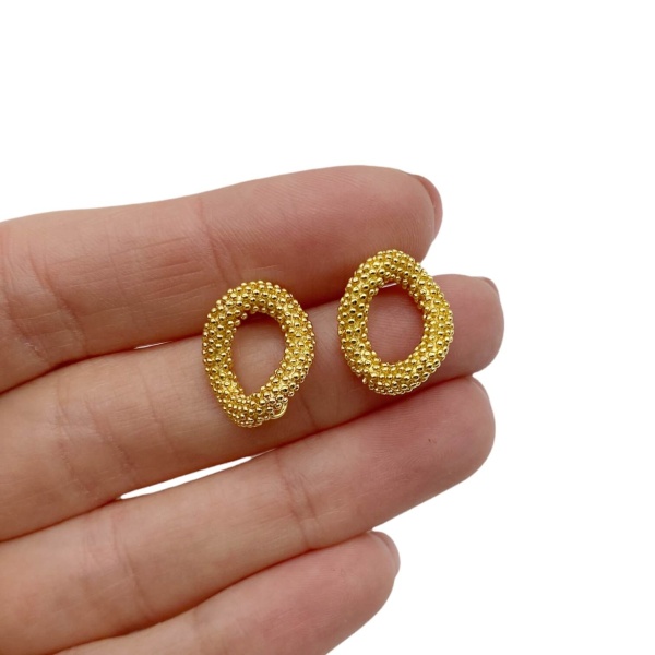 Швензы овал Bubble, золотистые, 17х13 мм