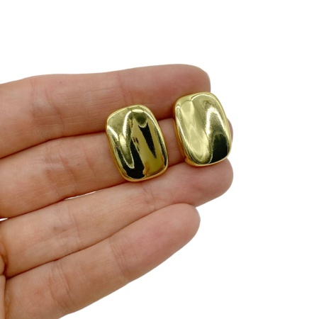 Серьги пусеты Прямоугольные, золотистые, 22x16 мм, 16.27