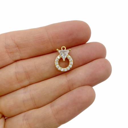Подвеска Кольцо кристалл, золотистая, 15х10 мм, 28.28