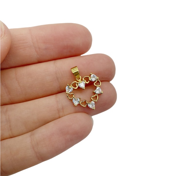 Подвеска Сердце из сердец, золотистая, 21х16 мм, 1.37