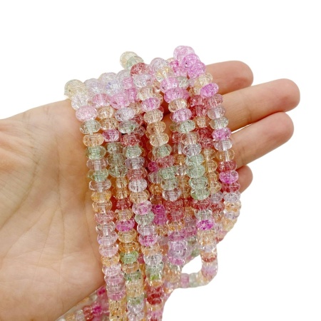 Сахарный кварц, рондель, микс, 6х3.5 мм, нить 39 см, СТ.12