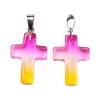 Подвеска Крест стекло, розово-желтый 29x18 мм, 8.33