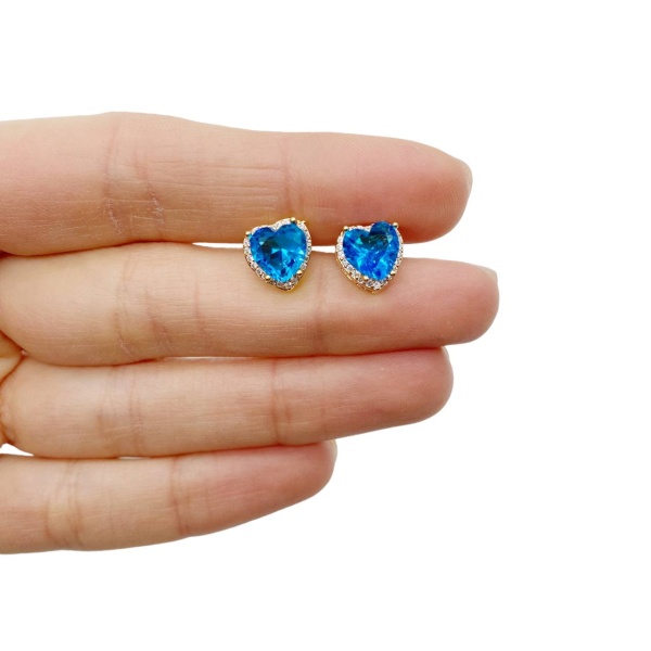 Серьги Сердце с фианитами, 10х11 мм