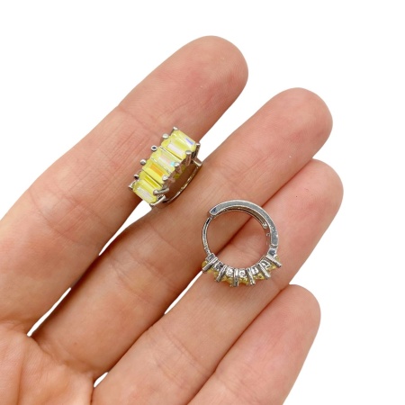 Серьги Конго дорожка фианитов, желтый, 14 мм, серебристый 17.56