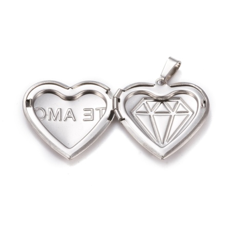 Подвеска Медальон Сердце Te Amo, сталь 29 мм