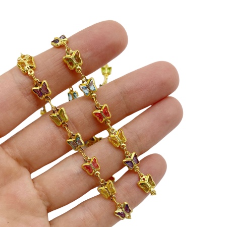 Цепочка Бабочки, золотистая, 50 см, Ц 13