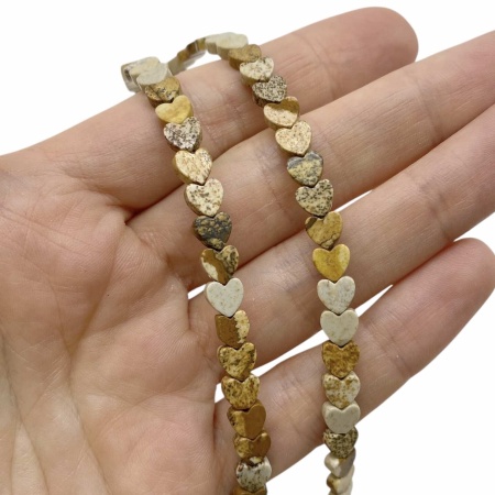 Яшма пейзажная, сердце 6 мм, нить 37 см HP.В1.28