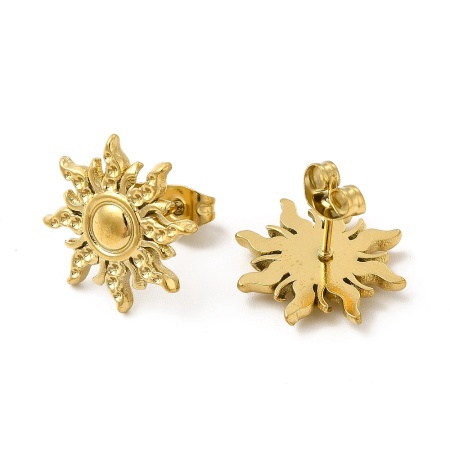 Серьги пусеты Солнце, золотистые, сталь, 17 мм, 15.35